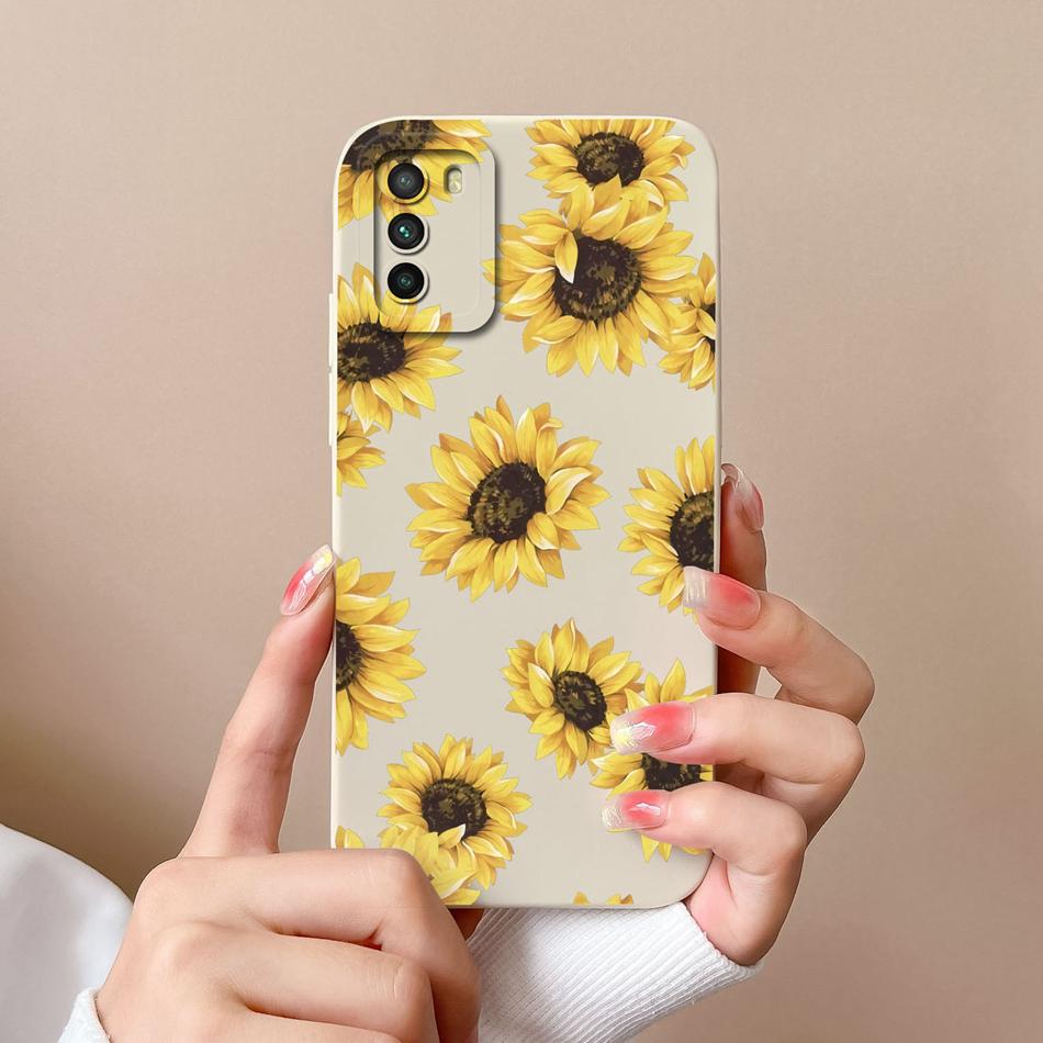 Чехол для Xiaomi Poco M3 Pro Цветочный Мягкий Жидкий Силикон Защита Камеры Противоударная Задняя Крышка Для Poco M 3 Pro M3Pro Coque Capa