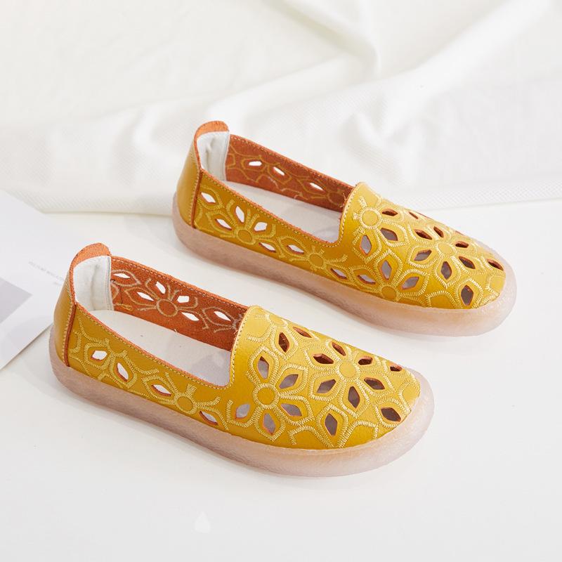 New Moccasins Women's Ballet Flats Summer Hollow Out Autumn Woman Loafers Leather Female Slip On Woman's Shoes Casual Size 35-43