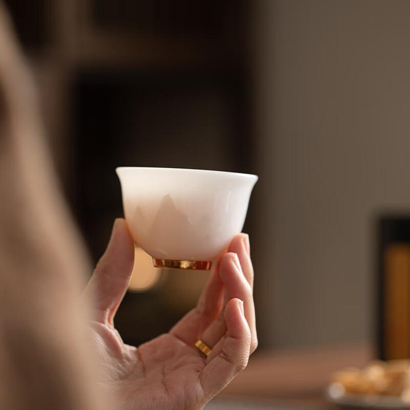 Sushitaoci Ice Jade Porcelain Light Ink Autumn Mountain Yingzhong Teacup Master Cup, Gift Set