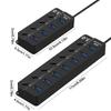 USB 3.0 Хаб 4-в-1 7-в-1 USB Разветвитель .0 USB Адаптер Многопортовый Независимый Выключатель Питания Удлинитель 30 см Кабель