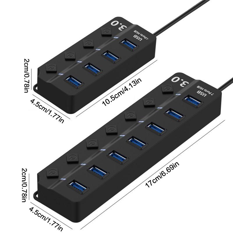 USB 3.0 Хаб 4-в-1 7-в-1 USB Разветвитель .0 USB Адаптер Многопортовый Независимый Выключатель Питания Удлинитель 30 см Кабель