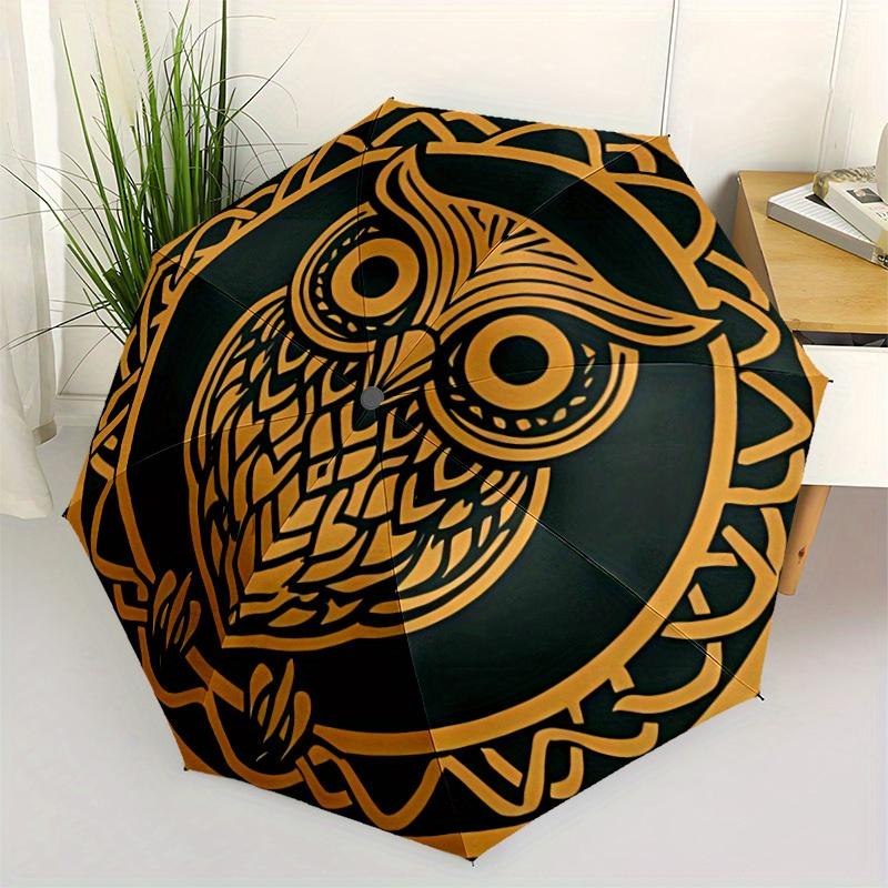 1pc Owl Celtic Automatic Open/Close Umbrella, Portable Folding Umbrella for Travel, Themed Events, It is suitable as a gift for various festivals, Out