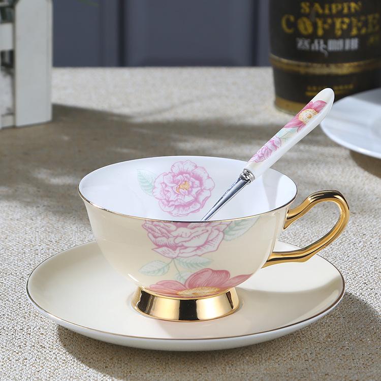 French Retro Gold Painted Ceramic Afternoon Tea Coffee Cup Flower Tea Cup Water Cup Milk Cup Three Pieces