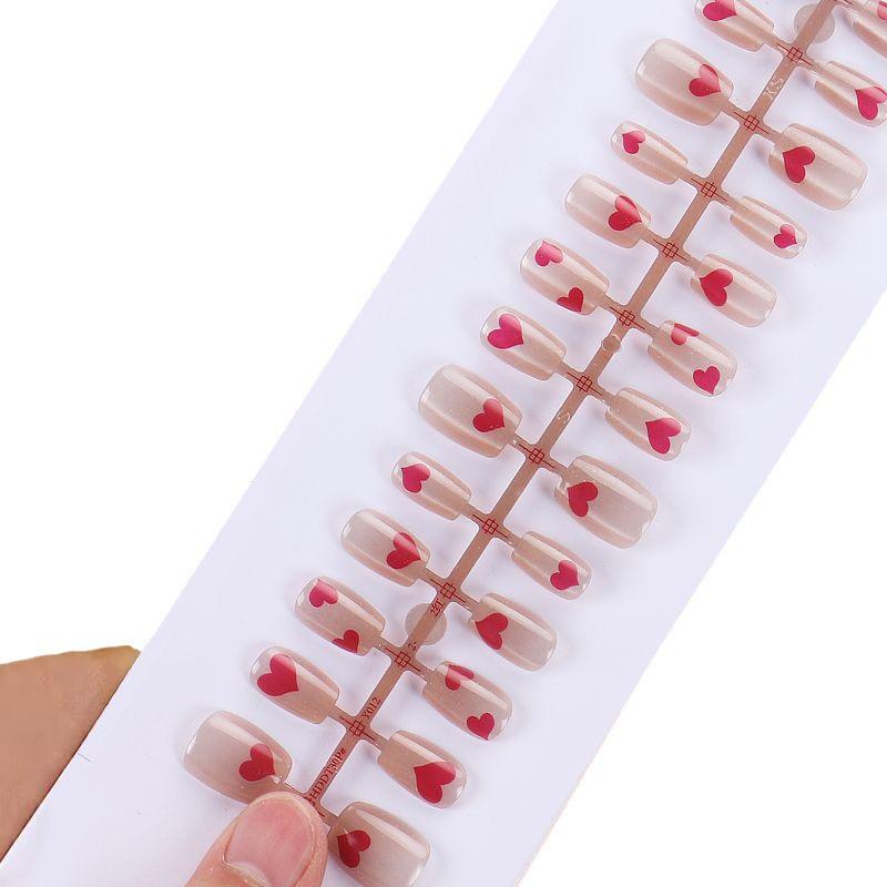 High-End Heart Cat Eye Nail Strips - 30-Piece Pre-Made Set
