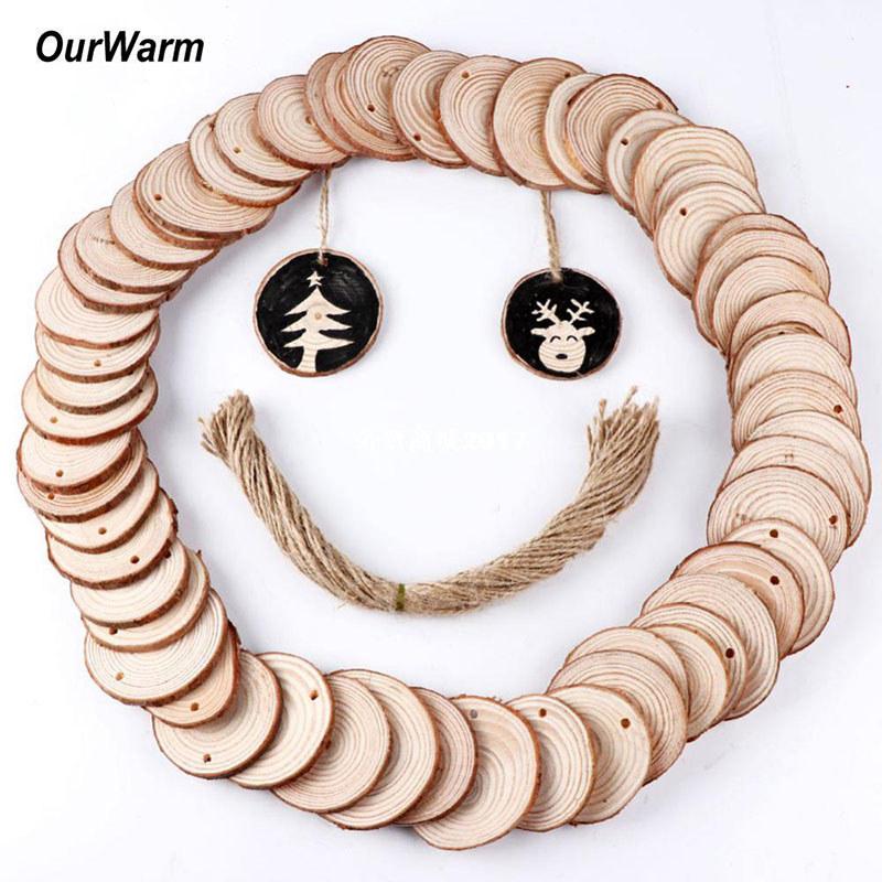 10 Natural X Wood Slice Christmas Tree Ornament Hanging Decor Diy Craft Tag Gift