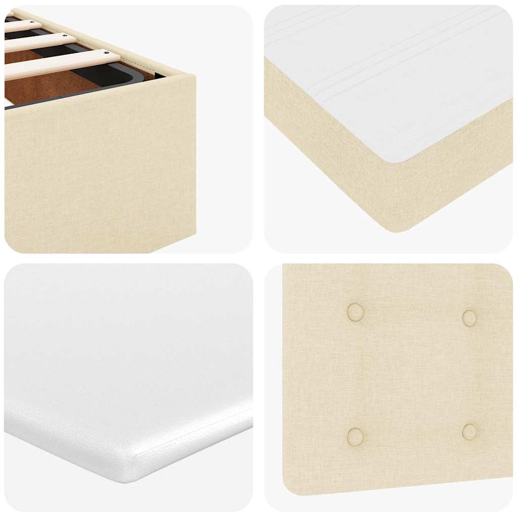 Ottoman Bed with Mattress & LEDs Cream 120 x 190 cm Fabric