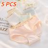 5PCS Women's Briefs Cotton Panty Cute Medium Waist Underwear Underpant Cute Teenage Girls Triangle Pant