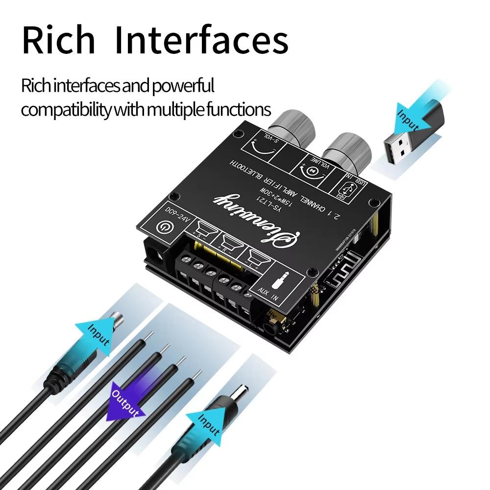 YS-LT21 Bluetooth Цифровой Усилитель Модуль Платы 2.1 Стерео Двухканальный 15Вт+15Вт+30Вт С Поддержкой Высоких и Низких Частот APP