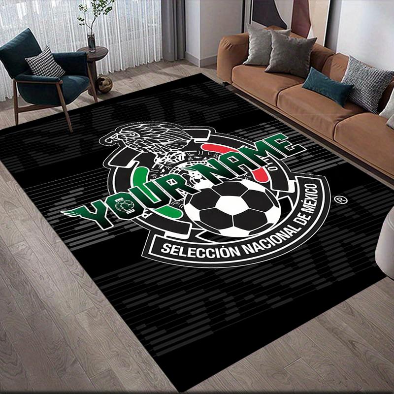 Custom Name,Mexico Home Sofa Decoration for Living Room & Bedroom, Non‑Slip Play Flannel Floor Mat for Game Room