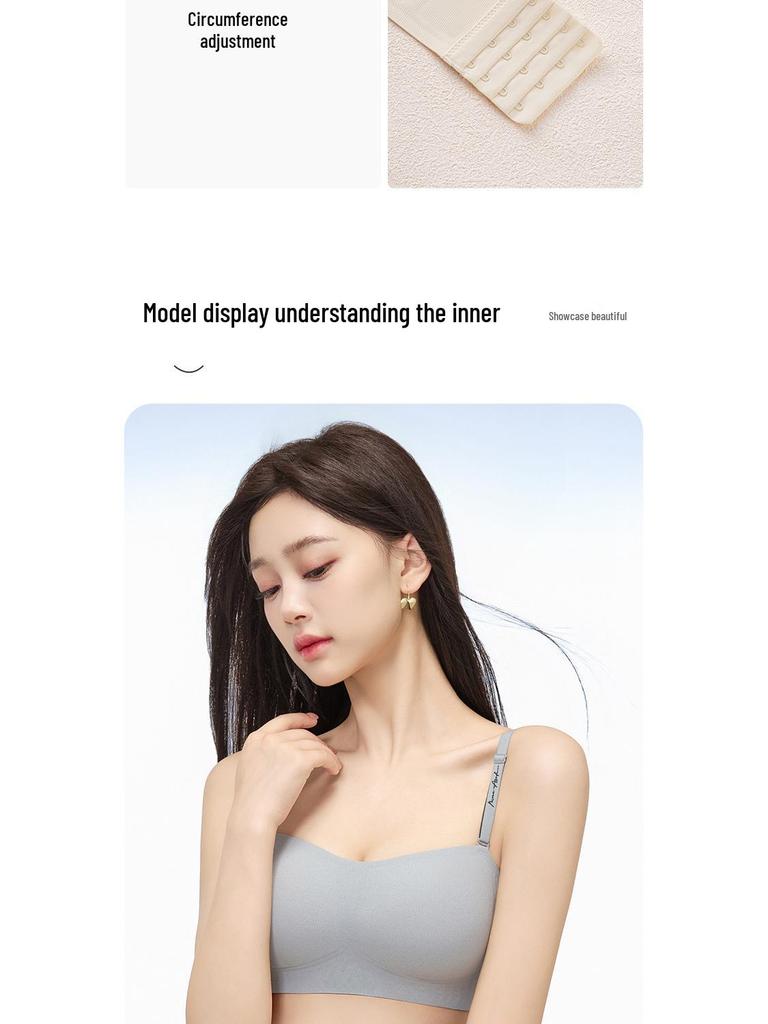 Бесшовный бюстгальтер-бандо без косточек со съемными бретелями, с противоскользящими и предотвращающими провисание функциями, боковой поддержкой, фиксированными чашками для женщин.