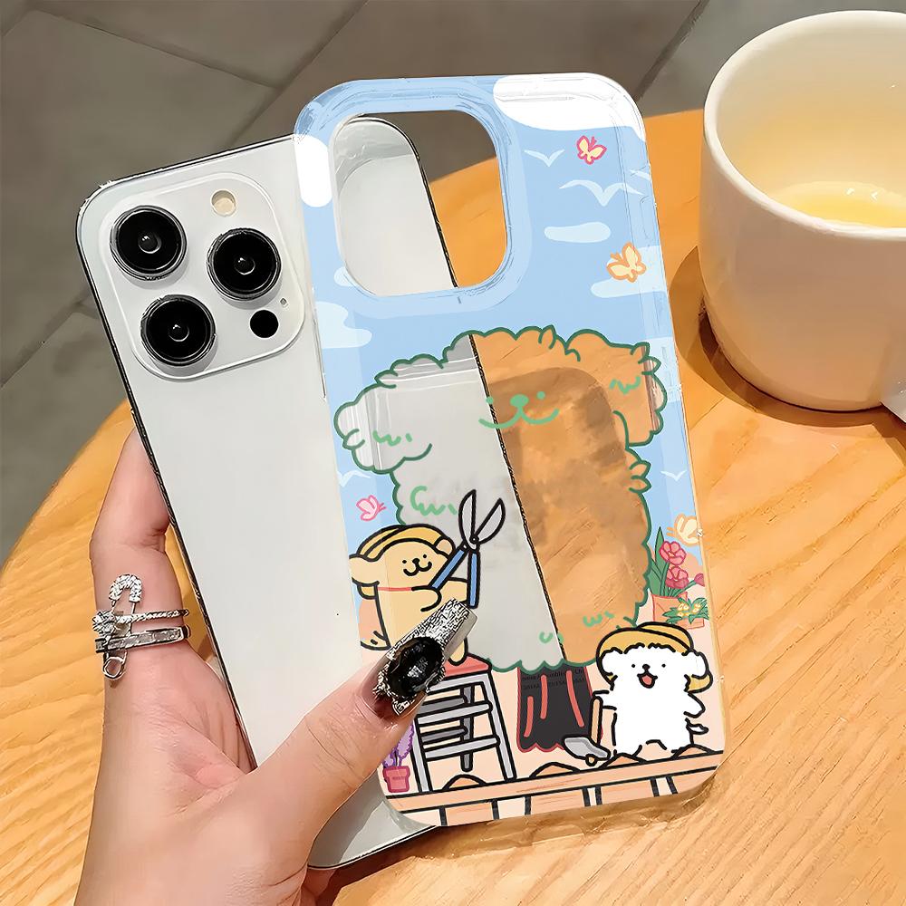 Милый мультяшный щенок Собака Чехол для телефона iPhone 17 16e 16 15 14 13 12 11 Pro Max 7 8 Plus X XR Подушка безопасности Защита от падения Прозрачный чехол