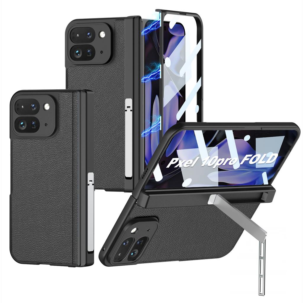 Магнитный шарнир Обычный кожаный чехол для Google Pixel 10 9 Pro Fold Внешний экран Стекло Подставка Бронированный чехол для Pixel 10 Pro Fold Чехол