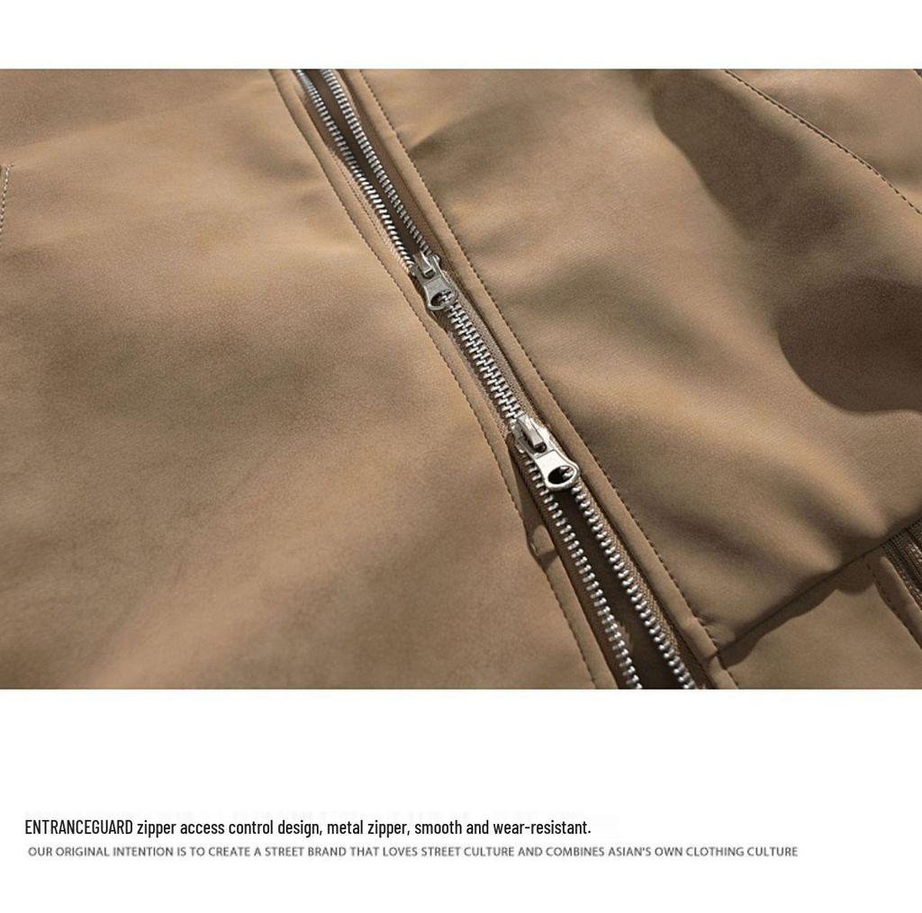 Унисекс Ретро Пилотская Куртка-Бейсболка из Искусственной Кожи с Воротником-Стойкой - Осенне-Зимняя Коллекция