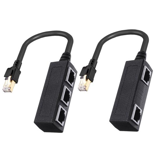 Сплиттер Ethernet Cat8 Скорость 2000 МГц RJ45 40 Гбит/с Высокий 1 штекер на 3 гнезда