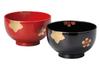 Spring and Choice Red and Dark Red Made In Japan J-kitchens Bowls, Autumn, Couple's Bowls, (2 Bowls), 13.3cm,