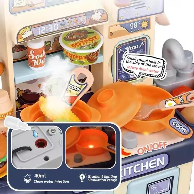 Игровой набор Детская кухня Симулятор кулинарной игрушки с эффектом пара и светом для детских игрушек и подарков