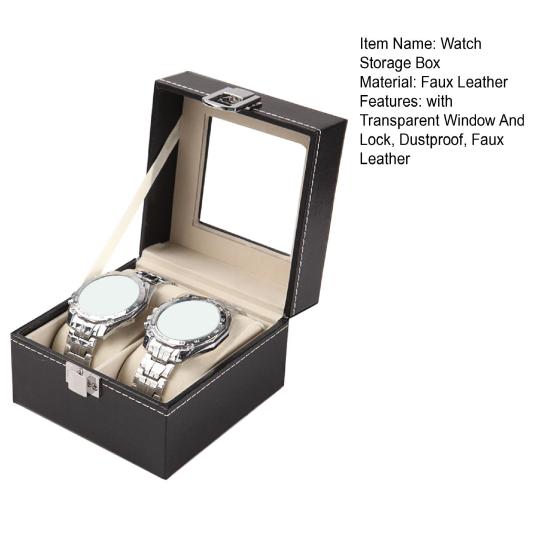 Коробка для хранения часов с прозрачным окном и замком, деревянный органайзер для браслетов, пылезащитный чехол для хранения ювелирных изделий из искусственной кожи