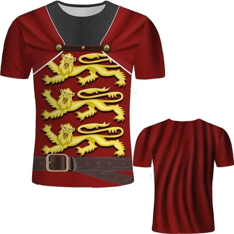 New Men's 3D Print Medieval Knight Cosplay T Shirt Retro Style Knight Armor Pattern Short Sleeve Cool Tee Tops Men Women