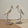 Realistic Sea Bird Figurine Vintage Wooden Carving Statue  Room Decoration