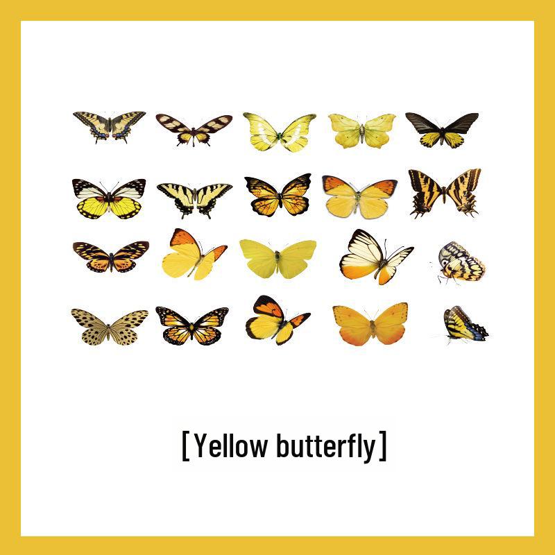 Retro Butterfly and Plant Waterproof PET Stickers - Large Ins Style for Notebooks