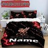 3pcs Duvet Cover Set (1*Duvet Cover + 2*Pillowcase, Without Core), Custom Name Liverpool F.C Pattern Bedding Set, Home Bedroom Decor Gift
