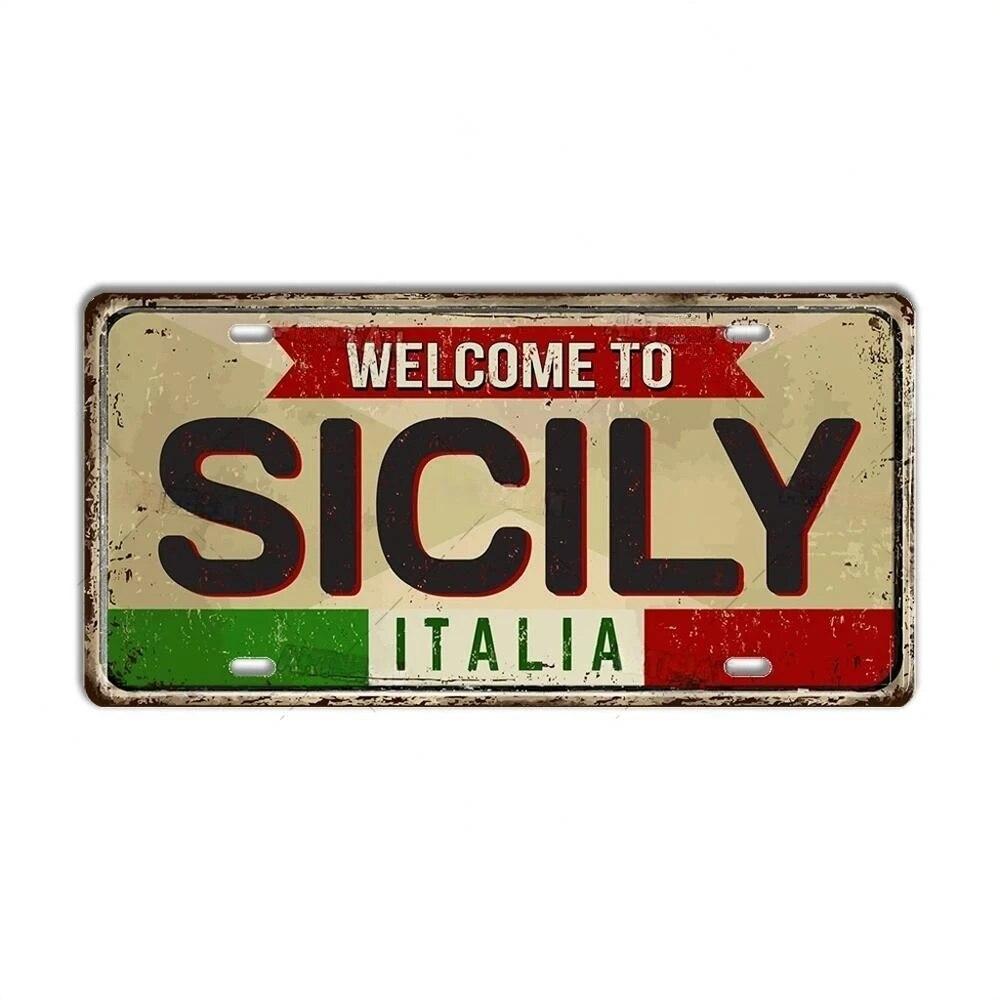 FJ Metal Tin Signs ITALY License Plate City State Tin Plaque Landmark Posters Wall Garage Bar Pub Decors