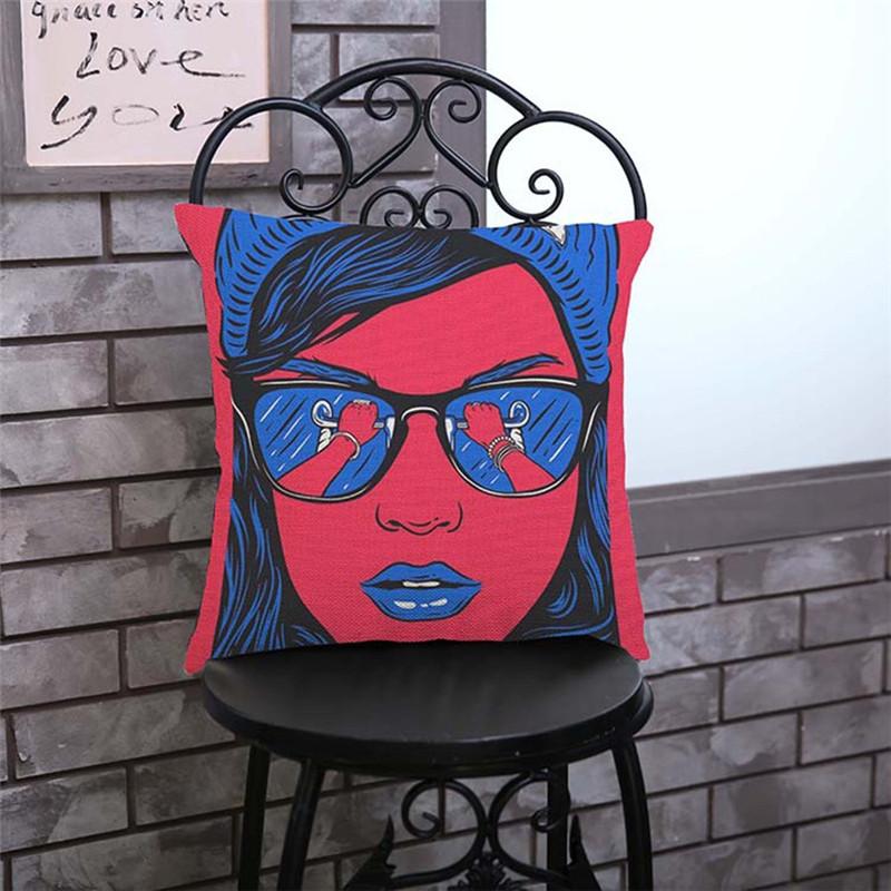 Pop Nordic Cotton Linen Throw Pillow Case Sexy Woman Lips Beautiful Girl Weep Comic Sofa Decoration Cushion Cover Cojines
