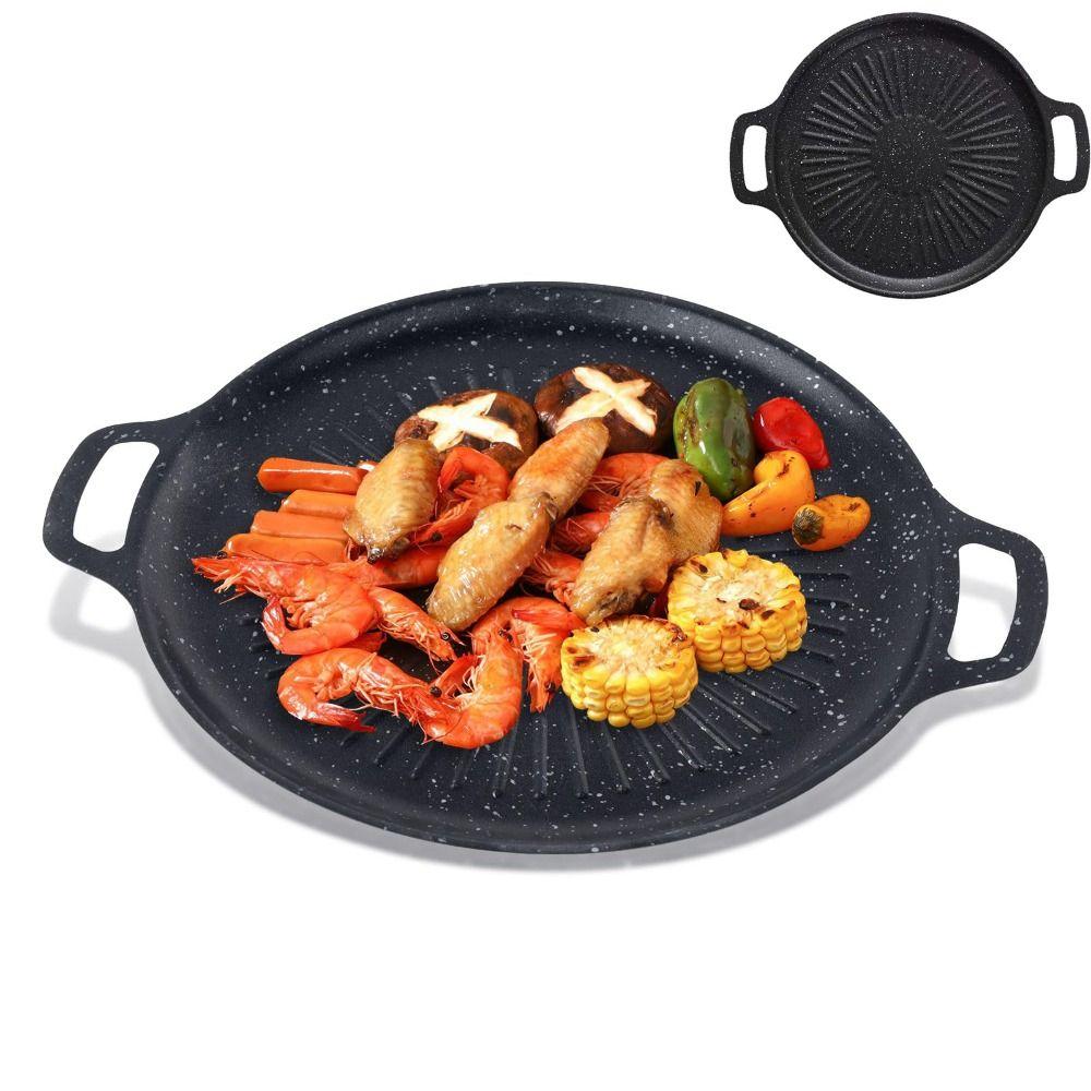 Non-Stick Round Griddle Pan Heavy Duty Non-Stick Grill Pan Durable BBQ Grill Pan Grilling