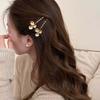 5pcs Hairstyle Tools Golden Flower Hair Forks Retro Wave Zinc Zinc Alloy Barrettes Pearl Side Clips  Daily
