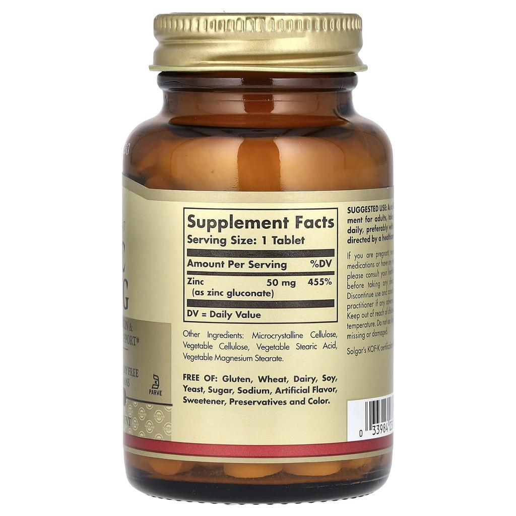 Zinc, 50Mg, 100 Tablets