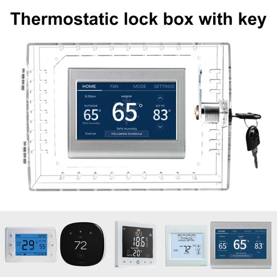 Прозрачный термостат с замком с 2 ключами для дома, квартиры, офиса, школы, настенного крепления, крышки термостата, универсального большого термостата переменного тока