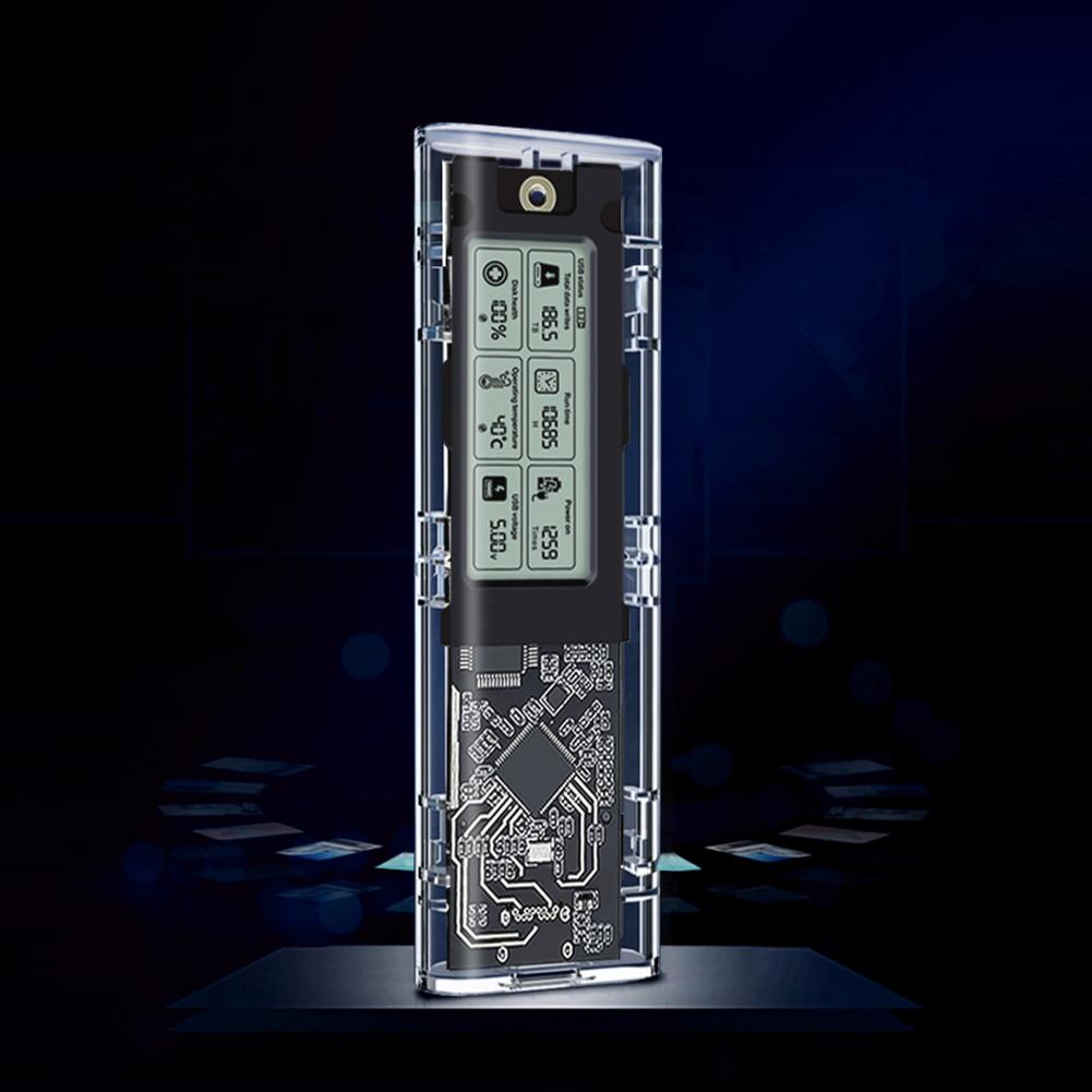 Корпус для твердотельного накопителя M.2 NVME/NGFF с двойным протоколом, стабильный, для транспортировки, корпус для жесткого диска Type-C 3.2, корпус для накопителя с цифровым дисплеем SL-TN10-P-AC