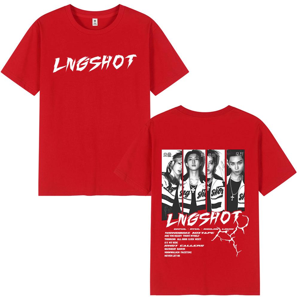 Корейский Kpop Lngshot OHYUL RYUL WOOJIN LOUIS Футболка Унисекс Женская Одежда Мода Хип-Хоп Футболка с Коротким Рукавом Хлопковый Топ Подарки для Фанатов