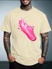 Unisex Summer White Short Sleeve Tee Glossy Pink Liquid Splash Abstract Graphic Print Crew Neck Loose Streetwear Male Casual Tops