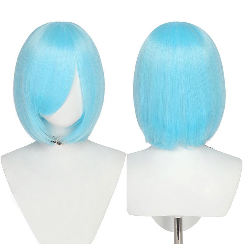 JOVIA 30cm Medium Basic Anime Cosplay Wig Bang Blond Black White Red Pink Green Brown Gold Blue Heat Resistant Synthetic Hair