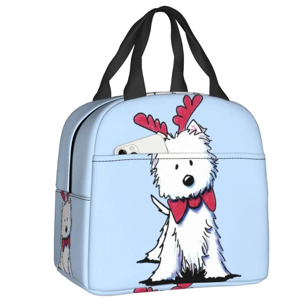 Life Lemons Westie Dog Insulated Lunch Bags for Outdoor Picnic West Highland White Terrier Portable Cooler Thermal Lunch Box Kid