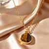 Tiger Eye Natural Stone Necklace for Women Stainless Steel Gold Plated Geometric Stone Pendant Necklace  Aesthetic Jewelry Gift
