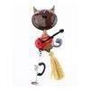 [R6220] - Designer Brooch 'Lilipoupettes' (musician Cat) Brown - 90x30 Mm