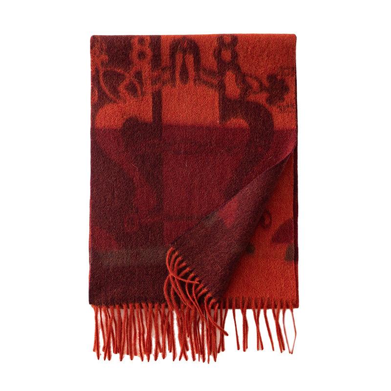 Pure Cashmere Scarf for Women To Keep Warm In Autumn and Winter New Style Jacquard Tassel Shawl