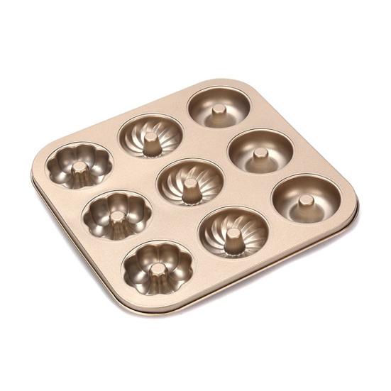 Donut Baking Pan 6-Count Carbon Steel Nonstick Donut Pan for Baking Easy Release Doughnut Molds Multifunctional Bakeware for Cakes Muffins Pies