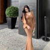 Осенний женский комплект: платье-кардиган с V-образным вырезом, подчеркивающее талию, с длинным рукавом, облегающее бедра