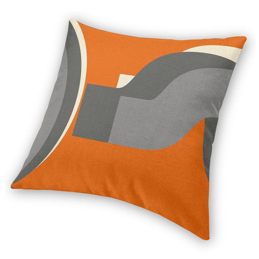 Burnt Orange Retro Pillowcase Polyester Linen Velvet Creative Zip Decor Sofa Seater Cushion Cover