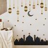 Ramadan Wall Stickers Moon Star Lantern Ornaments Wall Decals Ramadan Decoration For Home 2023 Islamic Muslim Mural Eid Mubarak