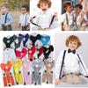 Kids Braces Bow Tie Set, 2.5cm Elastic Adjustable 60cm Y-Back Clip-on Suspenders, Formal Classic Pre-Tied Bowties for 1-9 Years Olds Boys Girls