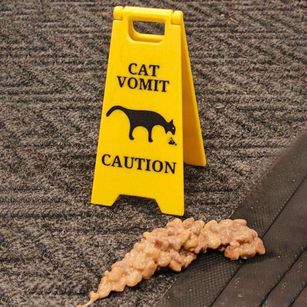 2 PCS Safety Dog Vomit Sign Wet Floor Cat Vomit Sign Funny Warning Sign  Decoration