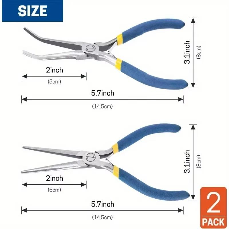 2pcs 6" Mini Needle Nose Pliers with Comfort Grip Handles, 2PCS Long Nose Pliers Set for Handmade Craft