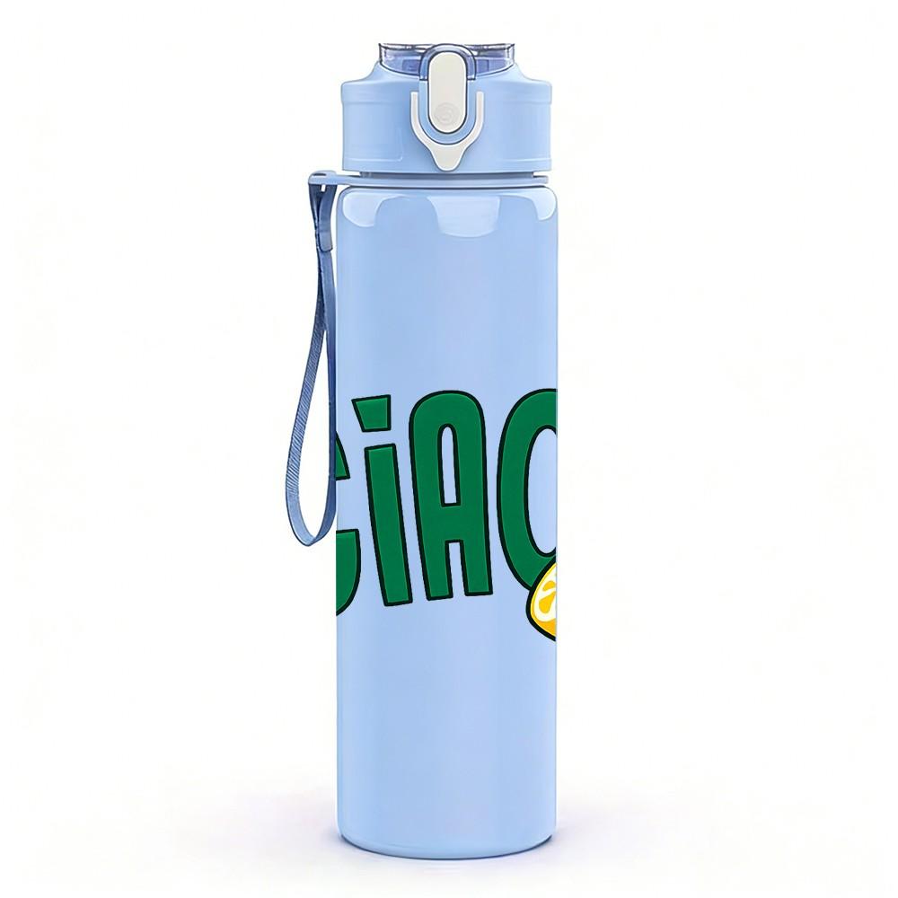 1PC Ciao Funny Italian Greeting Slogan Print 750ml Color Plastic Sports Water Bottle Leakproof Flip Straw Lid Suitable for Sports Office Home Use