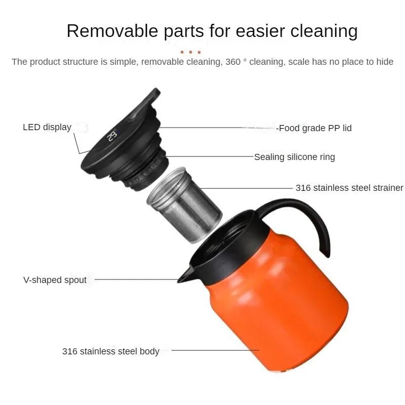 1L Insulated Carafe Coffee Carafe Vintage Floral Pattern Aesthetic Tea Infuser Insulated Teapot Thermal Coffee Pot Tea Kettle