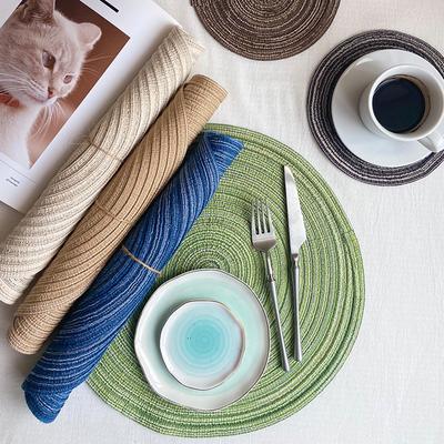 6 шт. плетеных подставок из рами, круглые коврики для стола, нескользящие коврики для обеденного стола, нескользящие подставки для посуды, мисок, подставки для чашек на кухне