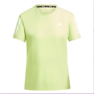 Футболка с логотипом Own The Run Tee, круглый вырез, короткий рукав, женские топы, Pulse-Lime IV5491